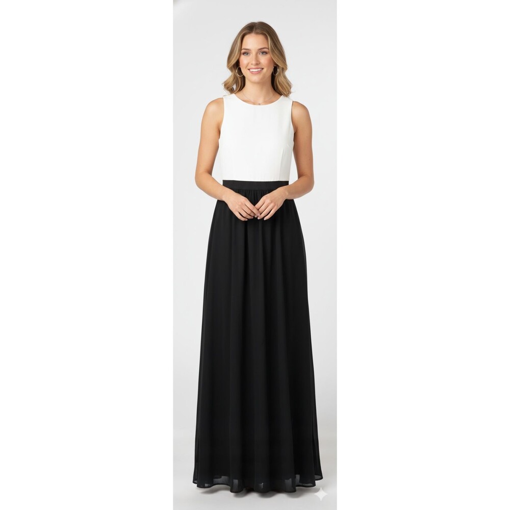 Armani Exchange Dress Color Block Black and White Maxi Sleeveless Size 0 NWT
